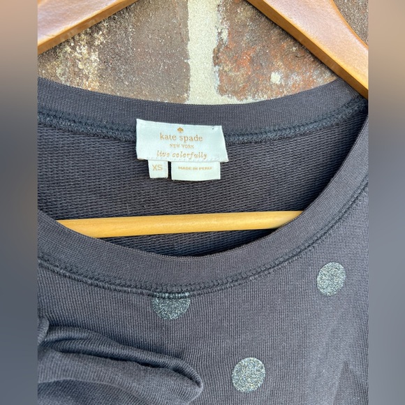 Kate Spade: Black Polka Dot Sweater with Bow Accent: Size XS - Picture 4 of 5